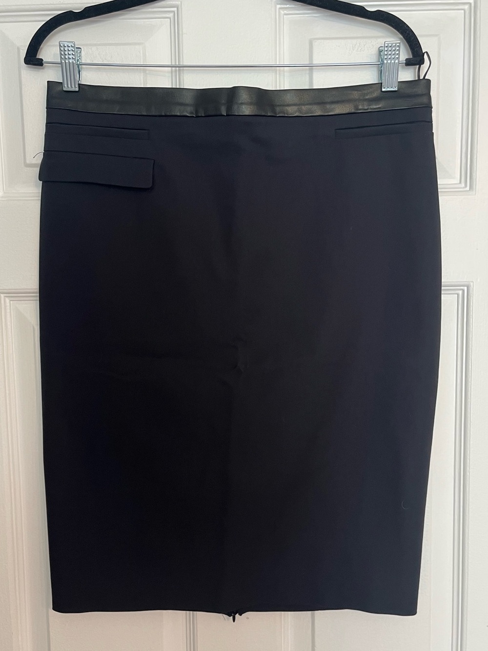 Pinko Black Pencil Skirt with Satin-Trim Waistband